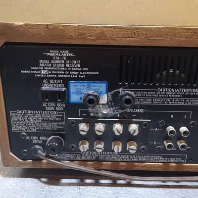 Realistic STA-78 Vintage Analogue AM FM Stereo Receiver Very Good Condition - image 13