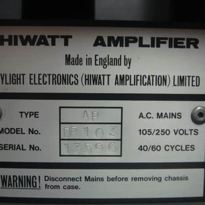 1979 Hiwatt Custom 100 DR103 Harry Joyce Handwired / Alessandro Serviced  NEW F&T Caps Mullard Tubes image 9