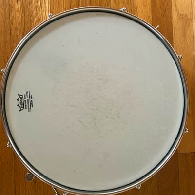Ludwig L-404 Acrolite 5x14" 8-Lug Aluminum Snare Drum with Rounded Blue/Olive Badge 1979 - 1993 - Gray image 6