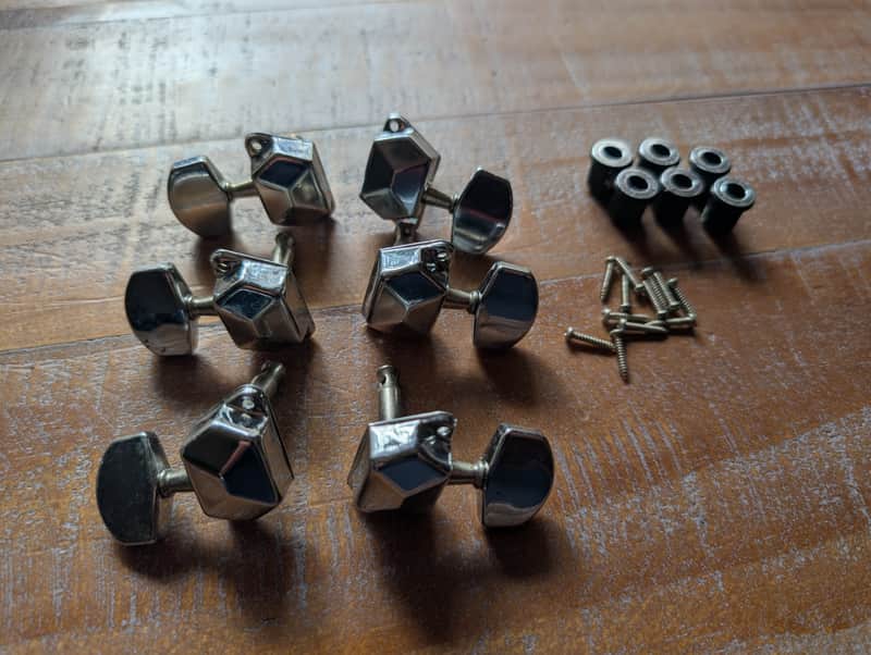 JinHo 3+3 Vintage Guitar Tuning Pegs Chrome Full Set image 1