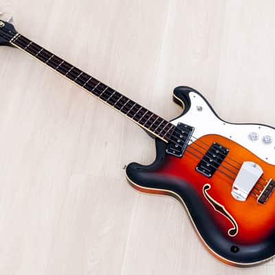 1966 Mosrite Combo Vintage Semi-Hollow Bass Sunburst, Near-Mint w/ Case, Hangtag image 13