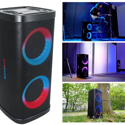 (2) Rockville BASS PARTY 65 V2 Rechargeable LED Wireless Link Bluetooth Speakers image 2