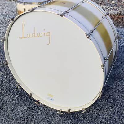 30's Ludwig White/Gold Duco 2PC (32"x16" Tube Lug BD + 16"x12" FT) Drum Set image 6