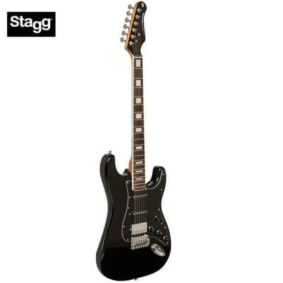 Stagg SES-60 BLK Vintage Series Solid Alder Body Bolt-on Roasted Maple Neck 6-String Electric Guitar image 1