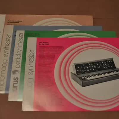 Moog sheets Minimoog, Micromoog, Taurus, Accessories vintage catalog sheets.1976