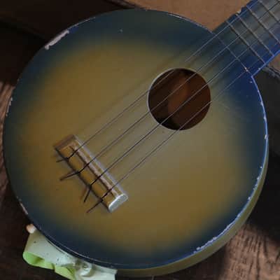1930's Gretsch G9101 Camp Ukulele Blue Burst + Cool Vintage Case image 2