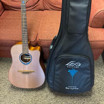 Lag THV10DCE Tramontane Dreadnought Cutaway Satin w/ Smart Hyvibe Effects image 8