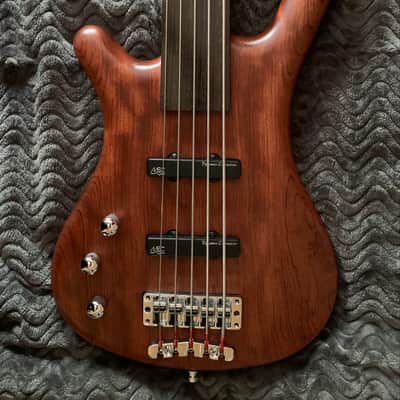 Warwick Corvette 5 string fretless left handed bass 2010 waxed bubinga UK courier paid by seller image 2
