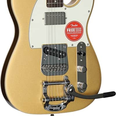 Squier Classic Vibe Custom Telecaster SH Electric Guitar with Bigsby, Parchment Pickguard, Aztec Gold TGF33 image 2