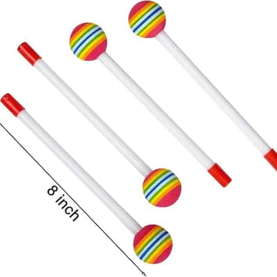 10 Pieces Drum Sticks for Kids, Rainbow Lollipop Drumsticks Soft Foam Head Beat Toy Percussion Mallets image 2