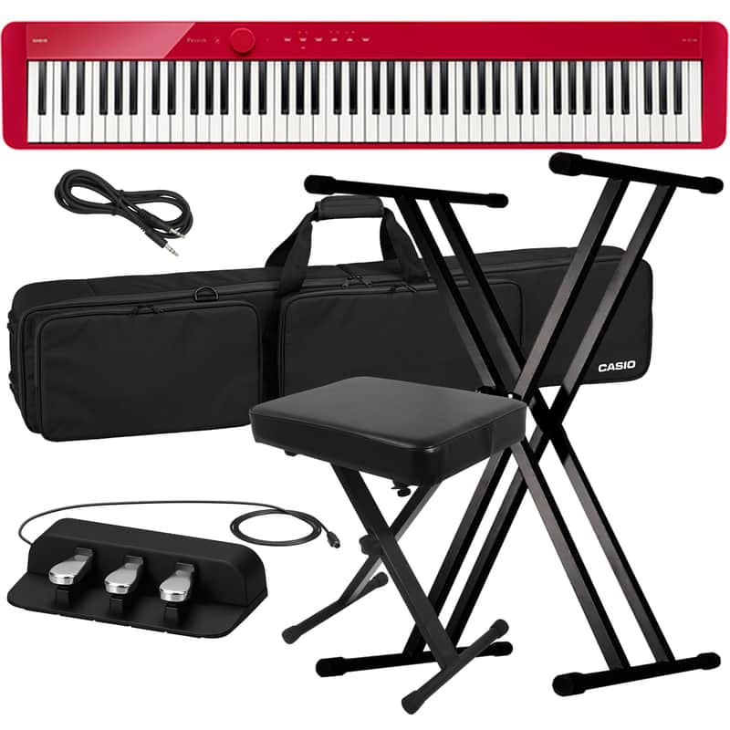 Casio Privia PX-S1100 Digital Piano - Red STAGE ESSENTIALS BUNDLE image 1