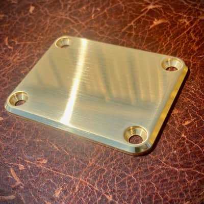 Van Dyke-Harms Extra Thick Brass Neck Plate with Screws, Fits Fender-style, 4-bolt guitars 2025 - Brass image 1