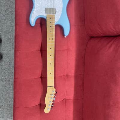 Partscaster Double Cut T-Style Guitar with Warmoth Neck and Body - Blue Ice image 2