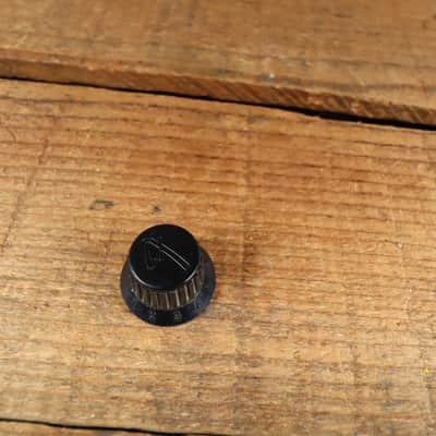 (1) Fender HM Strat Guitar "F" Logo Knob Black Japan Stratocaster Ribbed Volume Speed Tone image 1