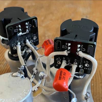 Gibson Les Paul / Telecaster Deluxe Wiring Harness – CTS 500K Push/Pull – Orange Drop Caps image 2