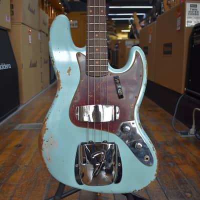 Fender Custom Shop 1961 Jazz Bass Heavy Relic Super Faded Aged Daphne Blue w/Matching Headstock, Hard Case image 1