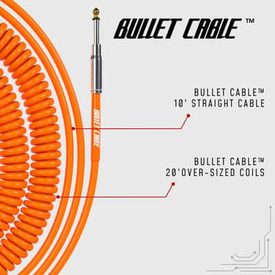 Bullet Cable 10/20 Orange Straight Coil Cable (30ft) image 3