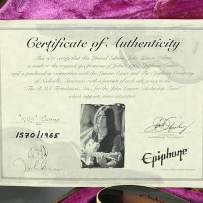 Epiphone USA John Lennon 1965 Casino Sunburst Limited Edition Gibson-Made Revolution image 5