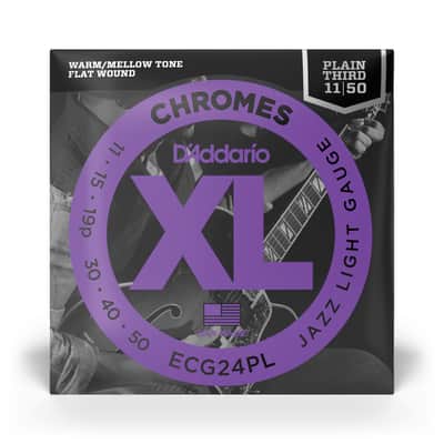 D'Addario Guitar Strings Flatwound Chromes Jazz Light 11-50 Electric Plain 3rd