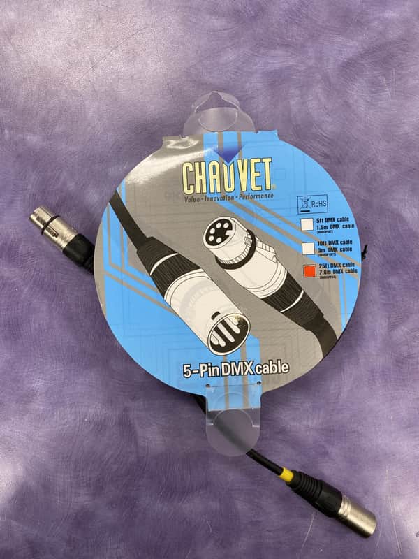 Chauvet DMX5P25FT 5-Pin 25' DMX Cable 2010s - Black image 1