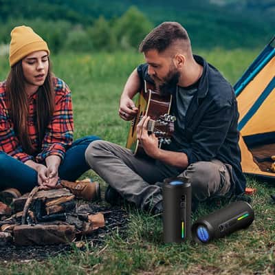 24W Portable Bluetooth Speaker, IPX7 Waterproof Stereo Wireless Speaker with LED Lights for Outdoor, Beach, Camping & Party Use image 5