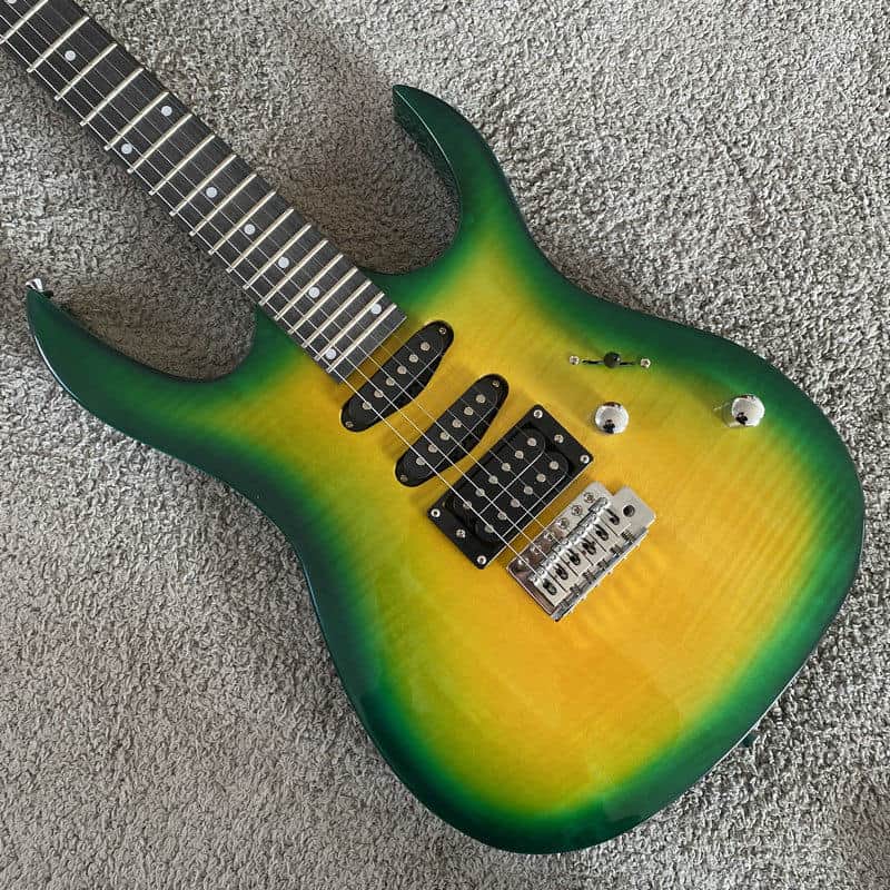 Transparent Green Superstrat Electric Guitar, Basswood Body, Maple Neck, Rosewood Fingerboard image 1