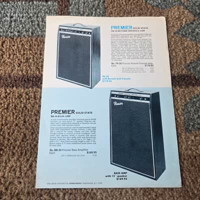 Vintage 1960's Premier Solid State Amplifiers (SS-30, TR-30, BB-30) Flyer! Rare, Original Case Candy, Paperwork! image 2