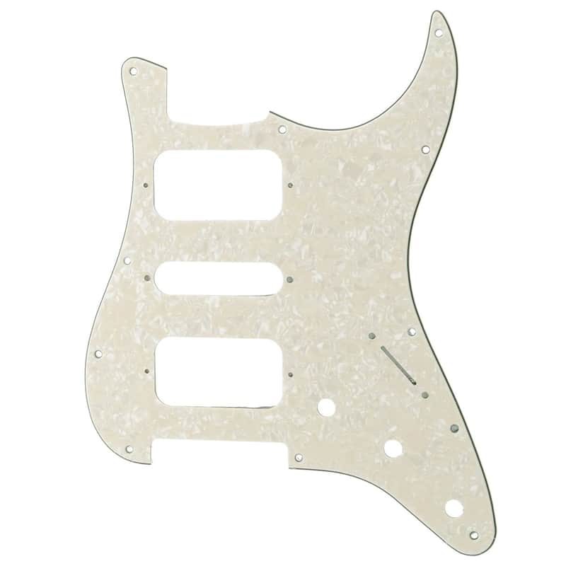 11 Holes Round Corner HSH Strat Pickguard for American/Mexican Fender Standard Stratocaster Electric Guitar, 4Ply Aged White Pearl image 1