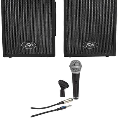Peavey PVi10 (PAIR) 10" 100 Watt 2-Way Pro Audio Live Speakers+Samson Mic+Cable image 1