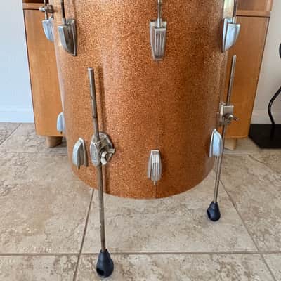 Vintage Ludwig Floor Tom 1966 - Champagne Sparkle 16 x 16 Keystone Badge image 8