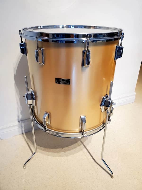 VTG 1970 PEARL 16"x16" Gold Satin "Phenolic" Floor Tom Drum  - Gorgeous Clean A+ image 1