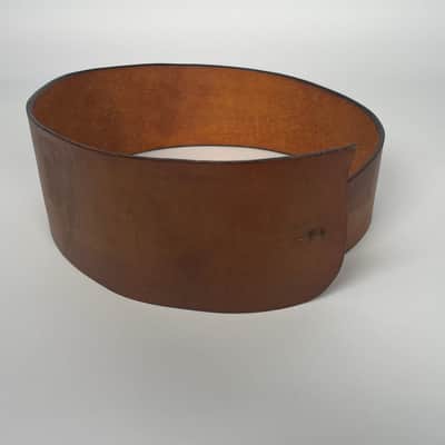 Vintage Handmade Wide Leather Guitar Strap – Brown 41” x 4” image 3