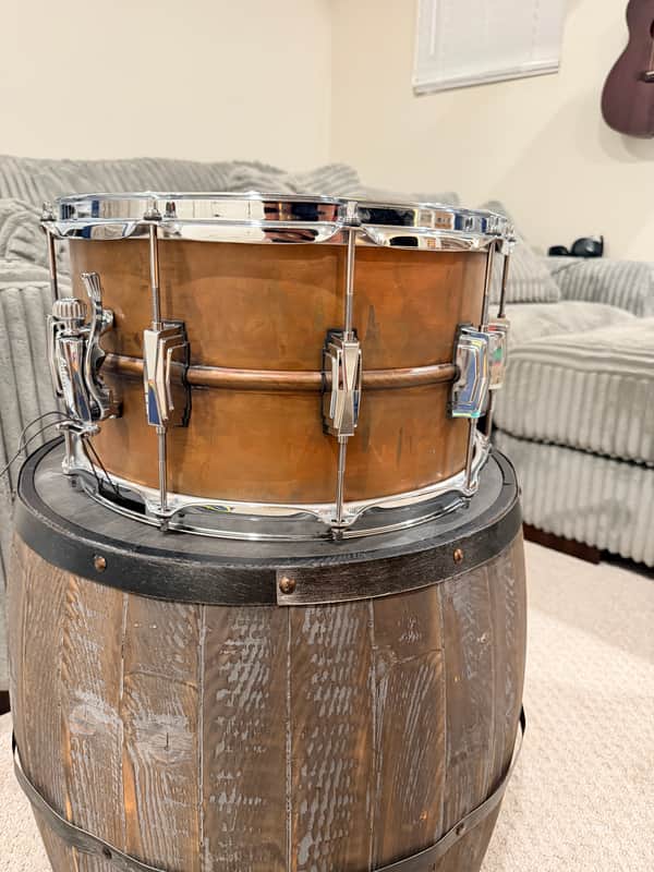 Ludwig CopperPhonic 8x14" 10-Lug Snare Drum 2017 - Present - Raw Patina Copper image 1