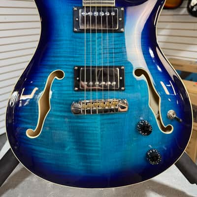PRS SE Hollowbody II Electric Guitar - Faded Blue Burst w/OHSC & PLEK*D #782 image 2