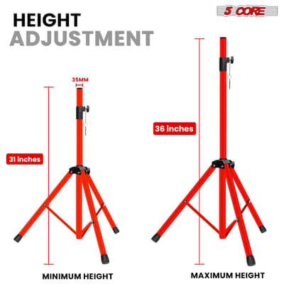 5 Core Speaker Stand Pair Height Adjustable 36" Heavy Duty PA DJ Tripod Studio Monitor Stands image 2