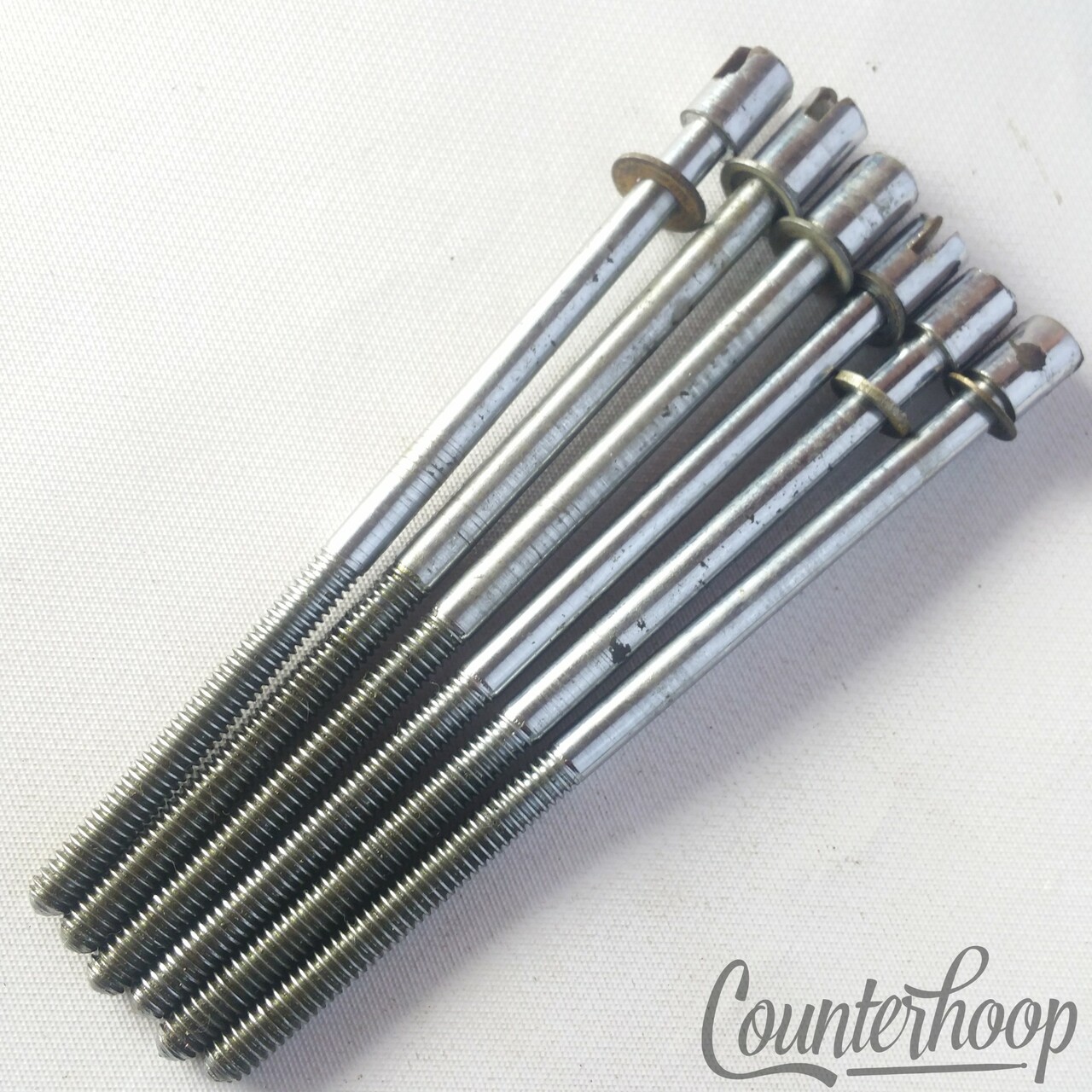 Carlton 6x 4 1/4"Slotted Snare/Tom Drum T-Rods Vintage60s Tension Chrome England — main photograph