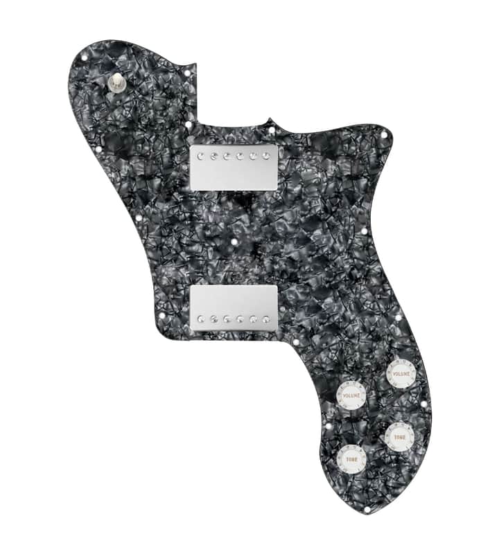 920D Custom 72 Deluxe Tele Loaded Pickguard With Nickel Smoothie Humbuckers, White Knobs, and Black Pearl Pickguard image 1