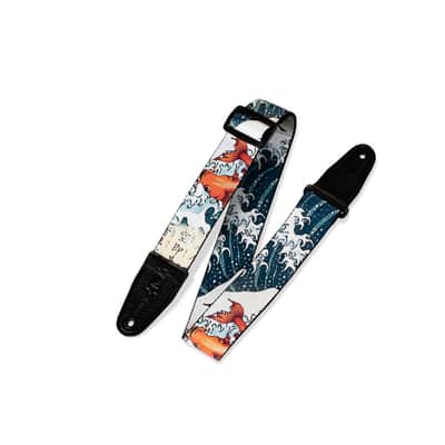 Levys Prints Polyester w/ Leather Ends 2", Tattoo Koi Fish Guitar Strap image 1