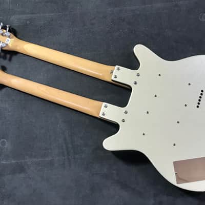 1993 Danelectro 6 / 12 Double Neck Solidbody Electric White Sparkle with case image 6