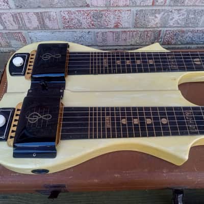 Vintage 1950 Oahu Iolana Double Neck Six String Lap Steel Guitar w/ Original Geib Hardshell Case! Kluson Keys, Valco-Built! image 4