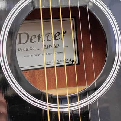 Denver DF44S-BLK Folk Full-Size Acoustic Guitar - Black Gloss image 3