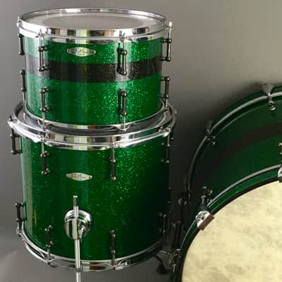 C&C Custom Drums Green Glass Glitter USA Order Made Drum Set Rock Kit CC Cardwell & Cardwell CC Maple Shells 12/14/22 image 17