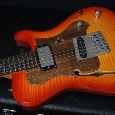 Knaggs Guitars Choptank Hollowbody in Lemon Cherry Burst with 15th Ann Navajo Sun Package image 8