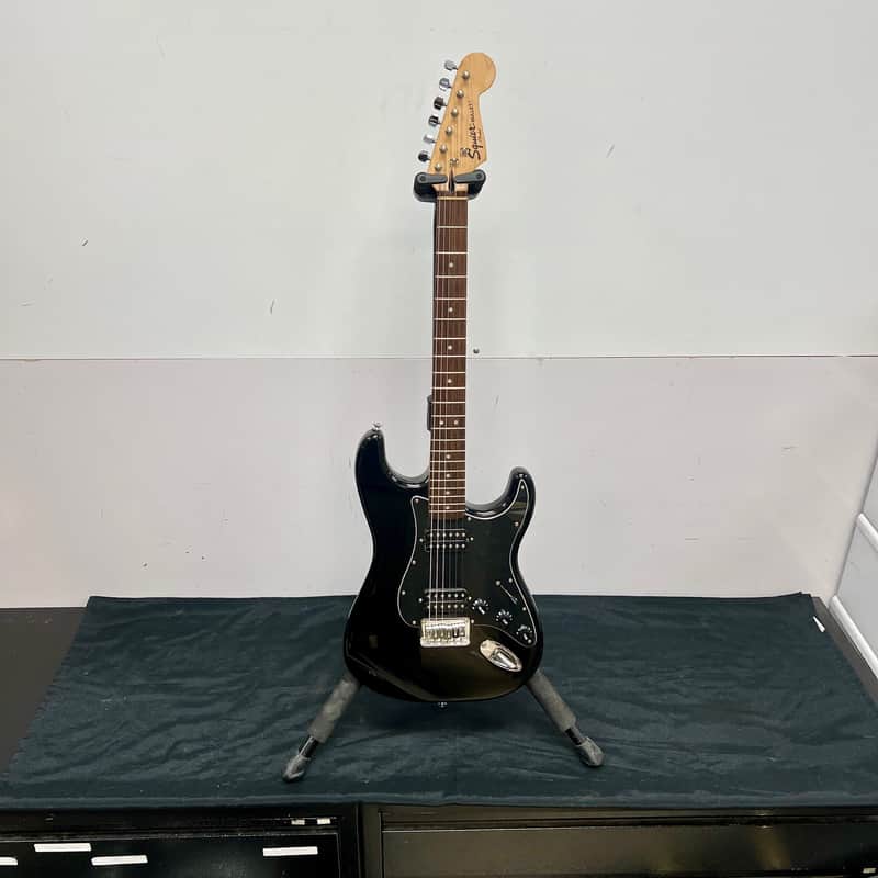 Used Squier FSR Bullet Strat Stratocaster Electric Guitar HH Black 2010 image 1