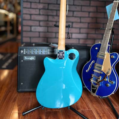 Reverend Charger 290 with Roasted Maple Fretboard 2020 - Present - Deep Sea Blue with White Pickguard image 4