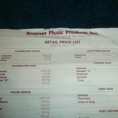 Vintage 1982 Kramer Guitar/Bass Price List! Pacer, Floyd Rose, Vanguard, Voyager! image 2