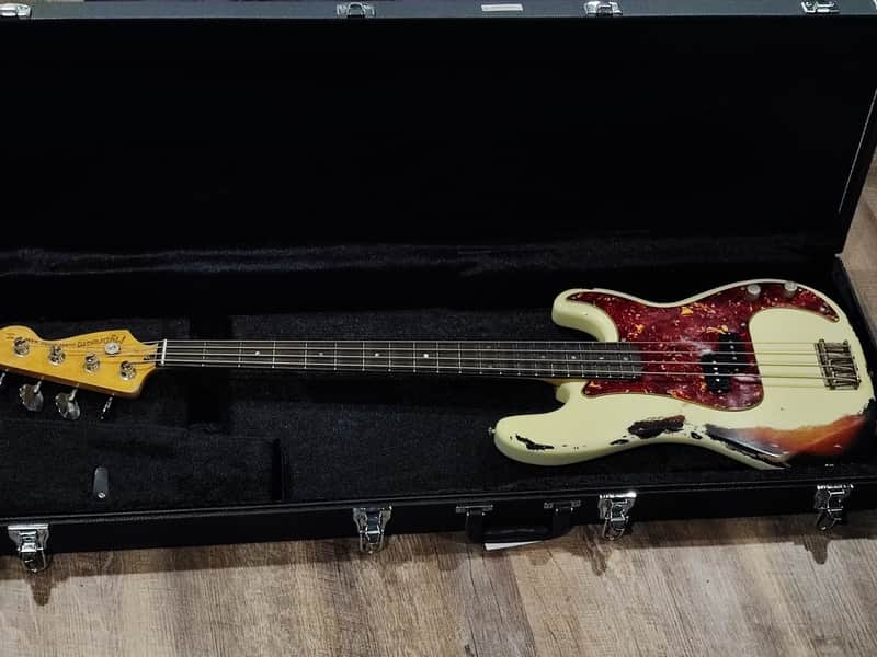MyDream Partcaster Custom Built - PBass Aged White over Sunburst Hepcat 62' image 1