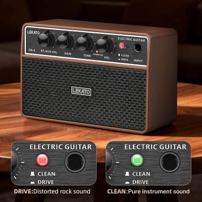 LEKATO 10W Mini Guitar Amp, Portable Electric Guitar Amplifier with Clean/Overdrive Channel, Headphone Jack, AUX Input, Bluetooth, Rechargeable image 3