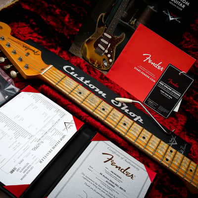 FENDER USA CS Mastertbuilt 56' Reissue Active Stratocaster Relic * Todd Krause "Faded British Racing Green" (2022) image 3