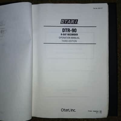 3rd Edition Operation Manual for Otari DTR-90 R-DAT Recorder 1993 image 2